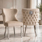 Valentino Lion Knocker Dining Chairs Mink