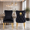 Victoria Gold Lion Knocker Dining Chairs Black