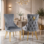 Victoria Gold Lion Knocker Dining Chairs Grey