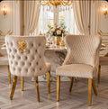 Victoria Gold Lion Knocker Dining Chairs Mink