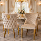 Victoria Gold Lion Knocker Dining Chairs Mink